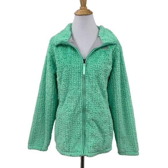 The North Face Laurel Fleece Jacket Big Girls XL Extra Large Pistachio Fuzzy Zip